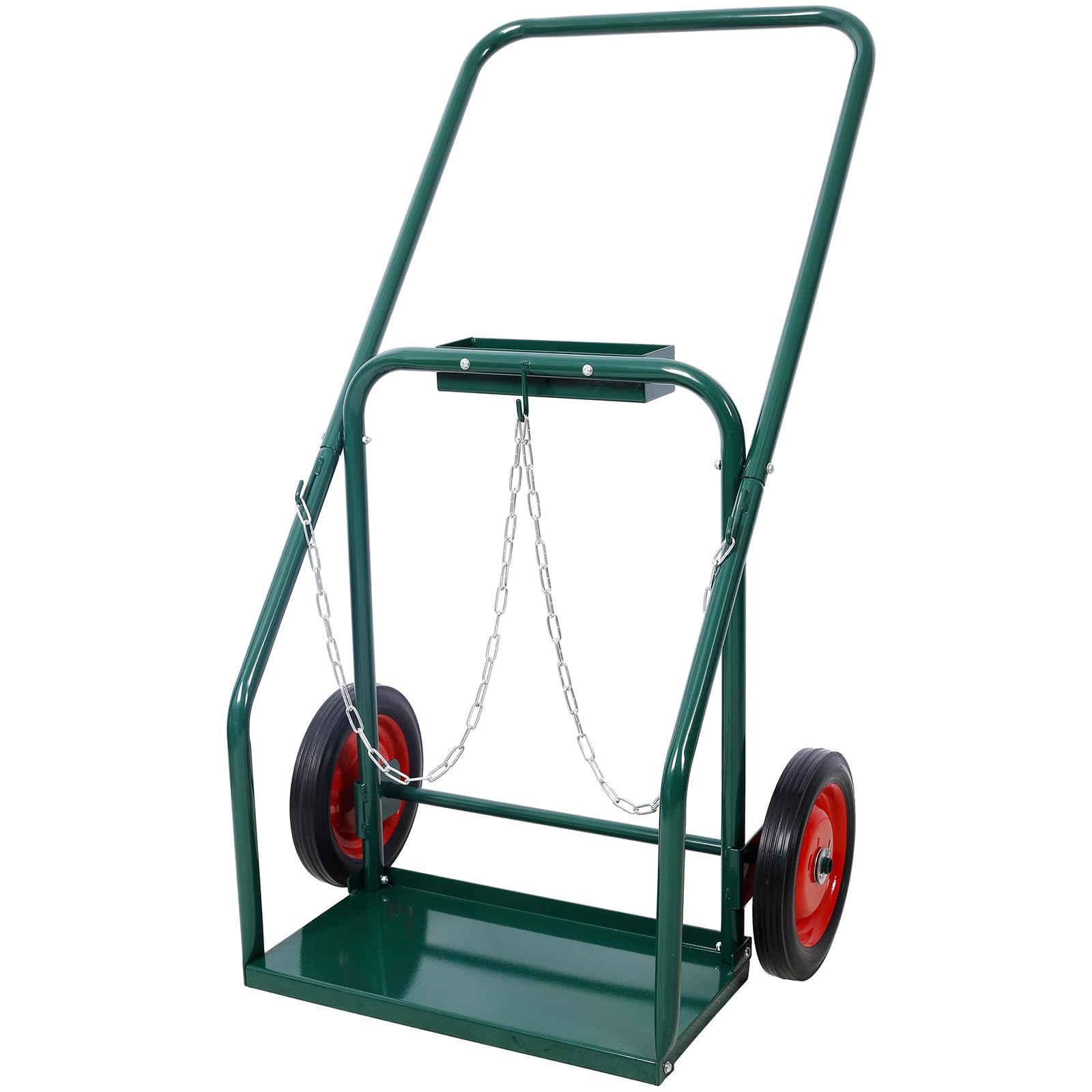 Deluxe Welding Cylinder Hand Truck with 10-Inch Solid Rubber Wheels, 440lbs Capacity Dual Welding Cylinder Cart, Large Dual Oxygen Tank Cart Dolly