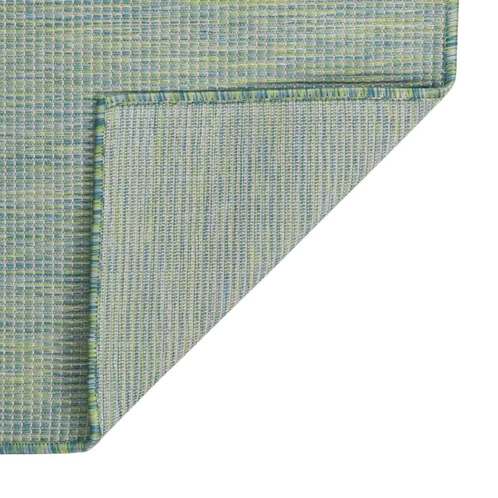 Tappeto Esterno Tessitura Piatto 80x150 cm Turchese | Polipropilene Durevole, Per Terrazza E Balcone, Resistente Alle Intemperie