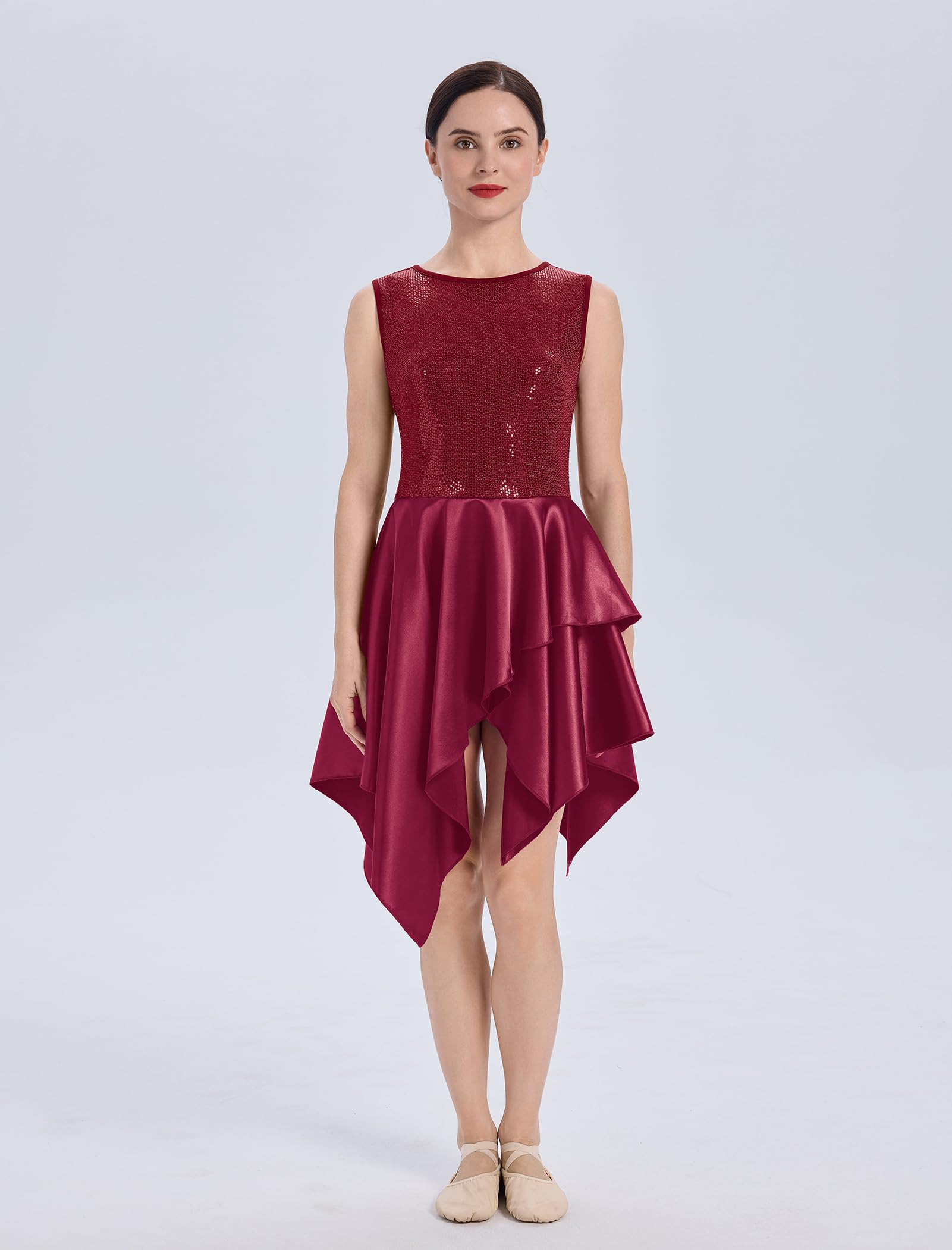 ODASDO Lob Tanzkleider für Damen, liturgische Tanzkleidung, ärmellos, Satin-Overlay-Kleid, Kostüm (weißes Kleid nicht im Lieferumfang enthalten)