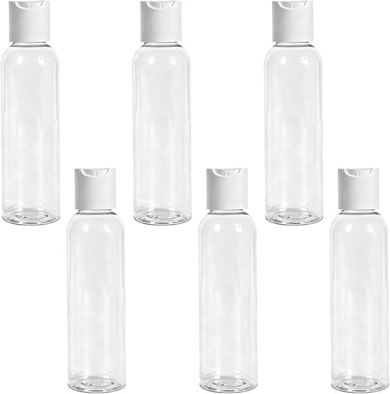 TRENDBOX Frasco Transparente de Plástico PET com Tampa Flip, 120 mL, AM-01351, Pacote com 6