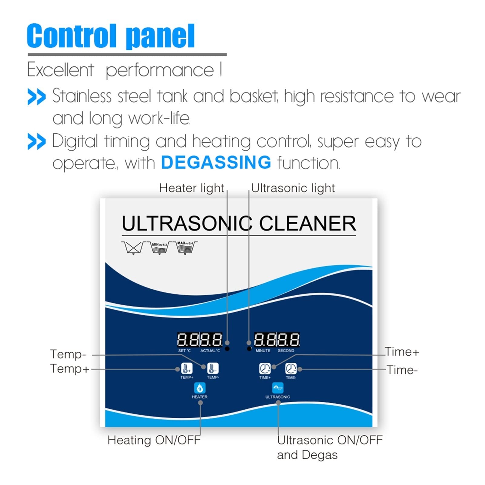 Limpiador ultrasónico 3. 2L 180W Baño ultrasónico ultrasónico Baño ultrasonido Cleaner Sonic Cleaner Metal Parts Manicure Herramientas Bicicletas para uso diario(180W)