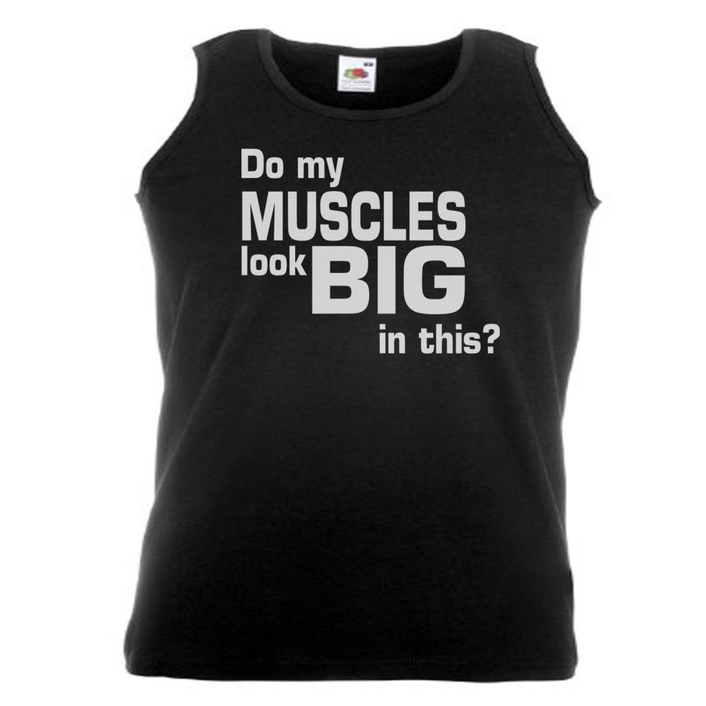 Shaniztoons Men's Black Do My Muscles Look Big In This Adults Gym Weightlifter Bodybuilder Slogan Vest Large
