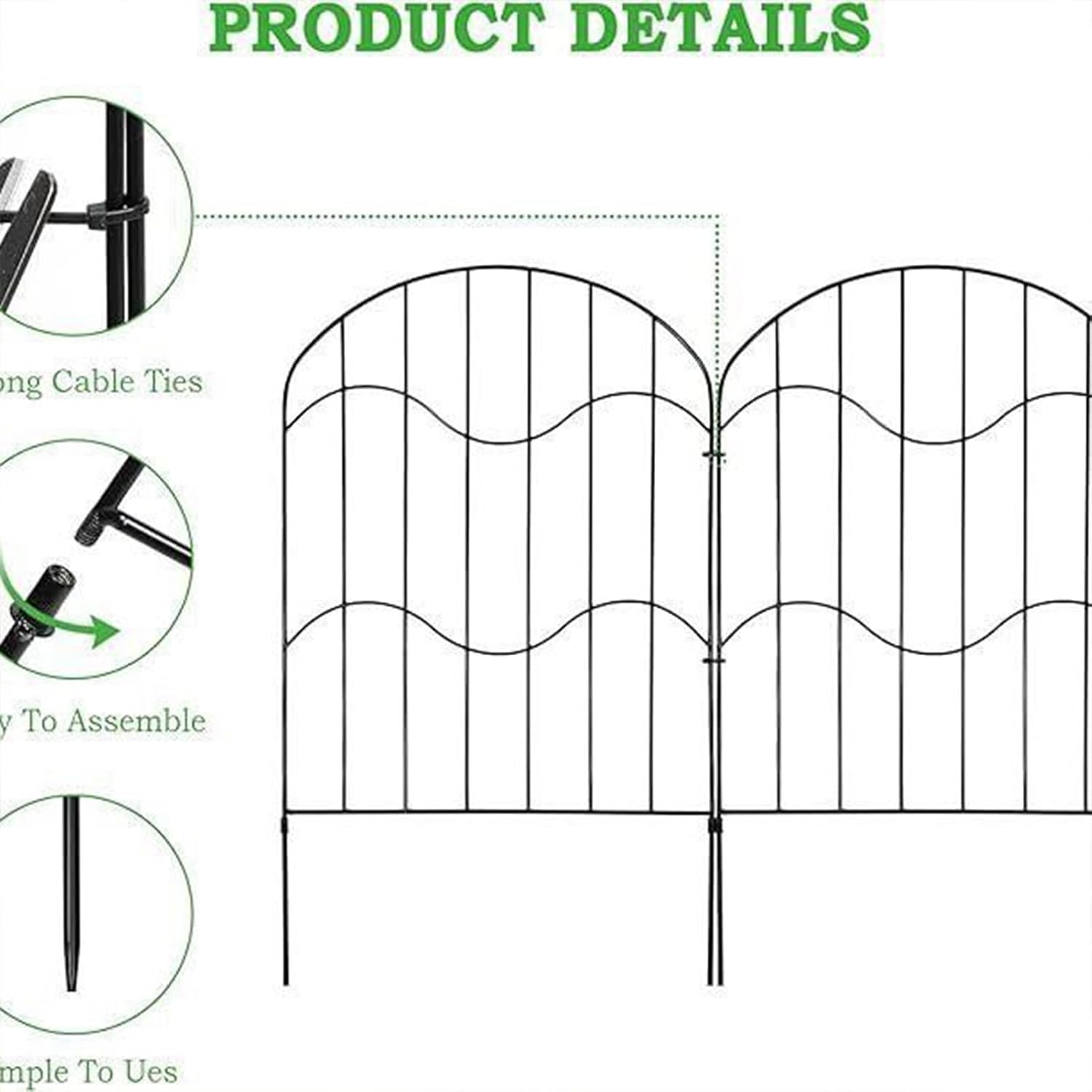 メタルフェンスパネル - 犬用動物バリア、ペットエリア用装飾フェンシング10枚 花壇、芝生、庭、屋外の造園。