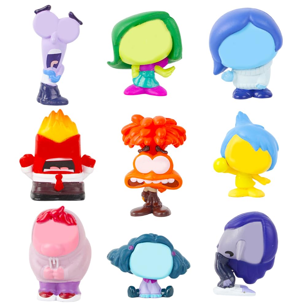 GVMJHYK 9 pcs Decoración para Tarta Dibujos Animados, Inside Adornos de Tartas, Mini Figures de Decoración Muñecos de Juguete para Tartas Fanáticos de la Película Regalos Coleccionables