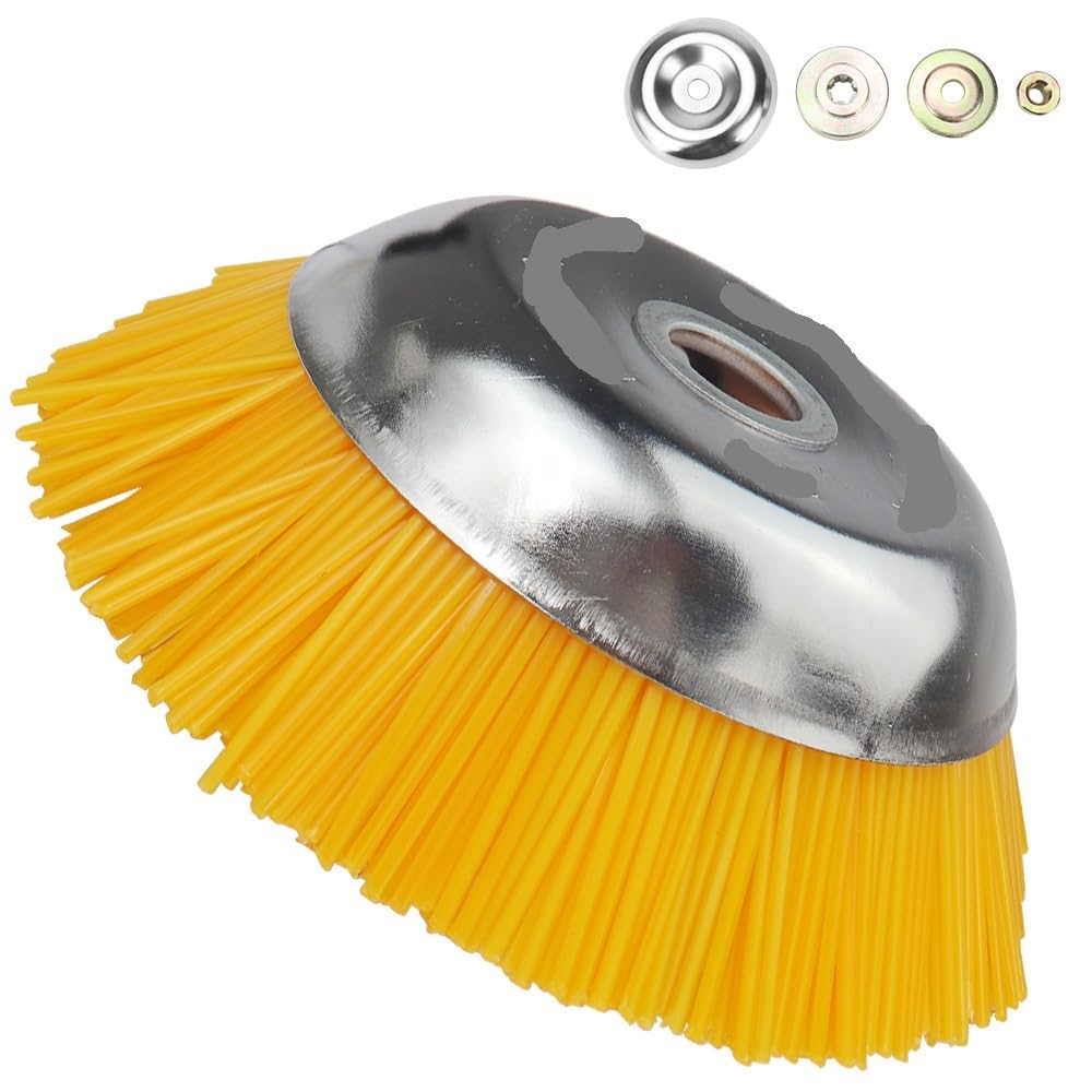 Cabezal desbrozadora Universal de 8" y 200 mm con Cepillo y Rueda de Alambre de Nailon for césped y jardín.(Set)