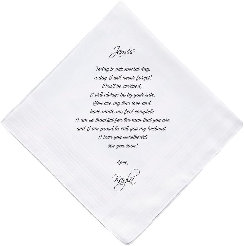 To Husband from Bride Wedding Gift Keepsake Hankie Favour