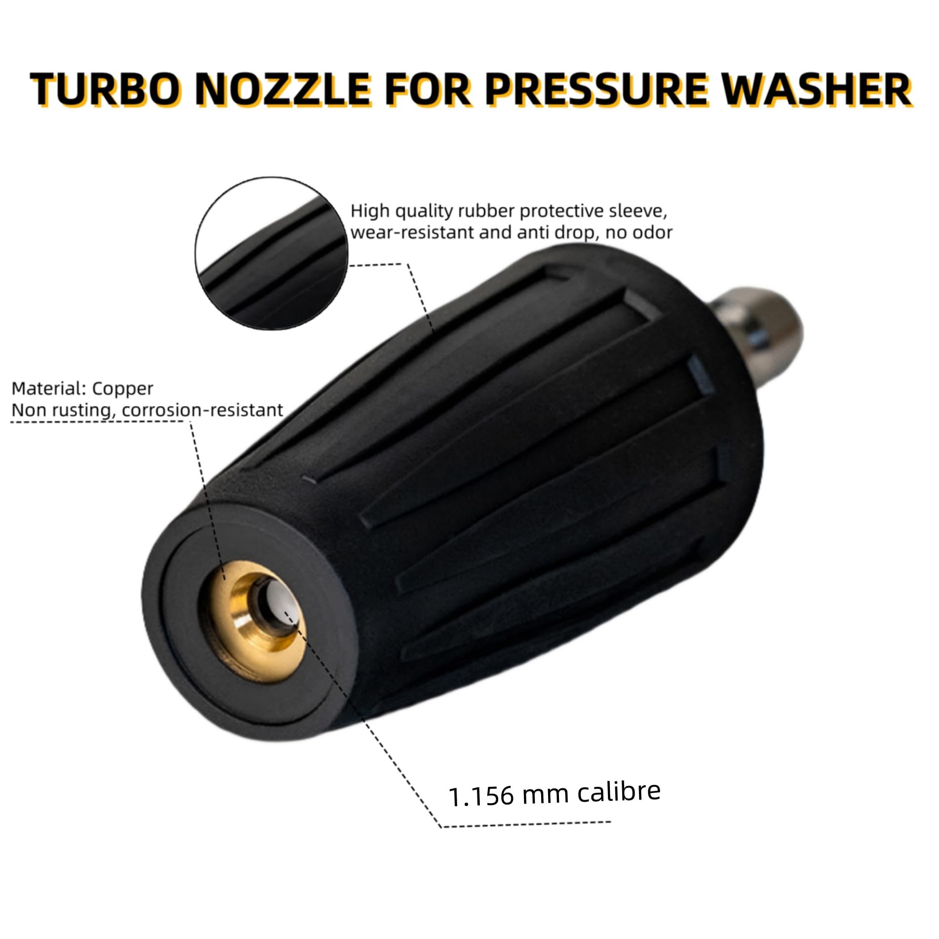 YUET Ugello Turbo Rotante, 1,8 GPM 3000PSI 035 Accessori Per Idropulitrice 1/4" Connessione Rapida, Accessorio Per Ugello Per Pistola Per Pulitore A Pressione - Foto 9