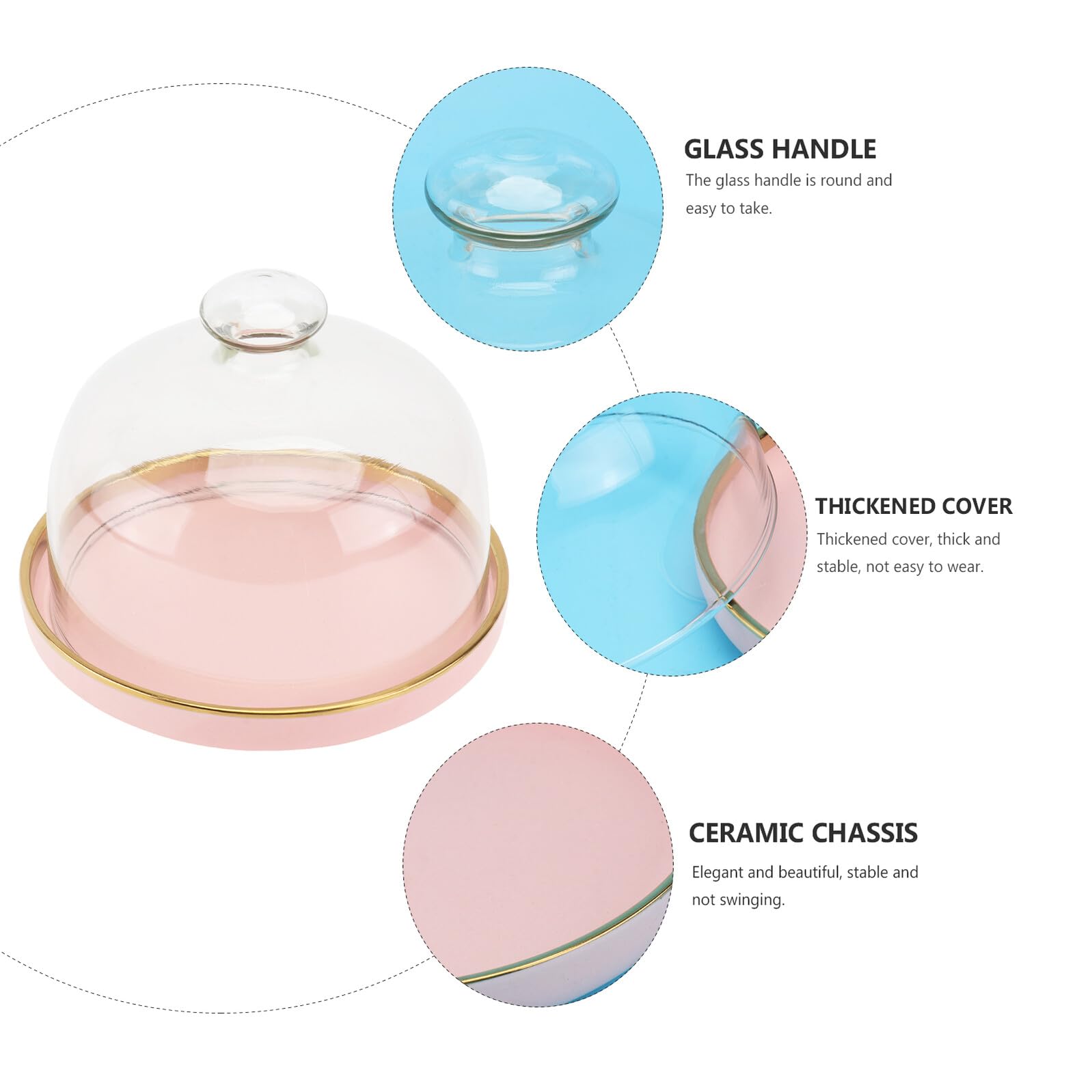 Couvercle Transparent pour Gâteau avec Plateau Ensemble de Couvercles Verre et Céramique pour Gâteaux et Snacks
