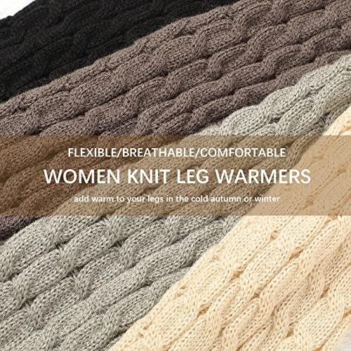 Image of SATINIOR Syhood 4 Pairs Cable Knit Leg Warmers Women Winter Knitted Crochet Knee Boot Stockings Cuffs Long Legging Socks