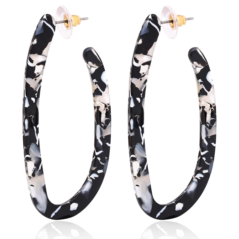 Women’s Mottled Hoop Earrings Bohemia Acrylic Resin Hoops Stud Earrings