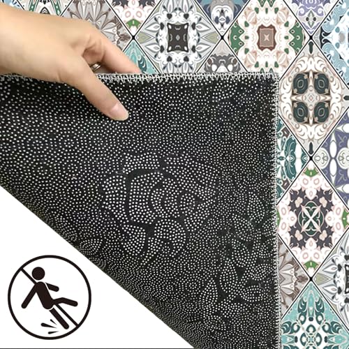 Alfombra pasillo larga de 110x120 cm lavable y antideslizante de pelo corto para cocina 5