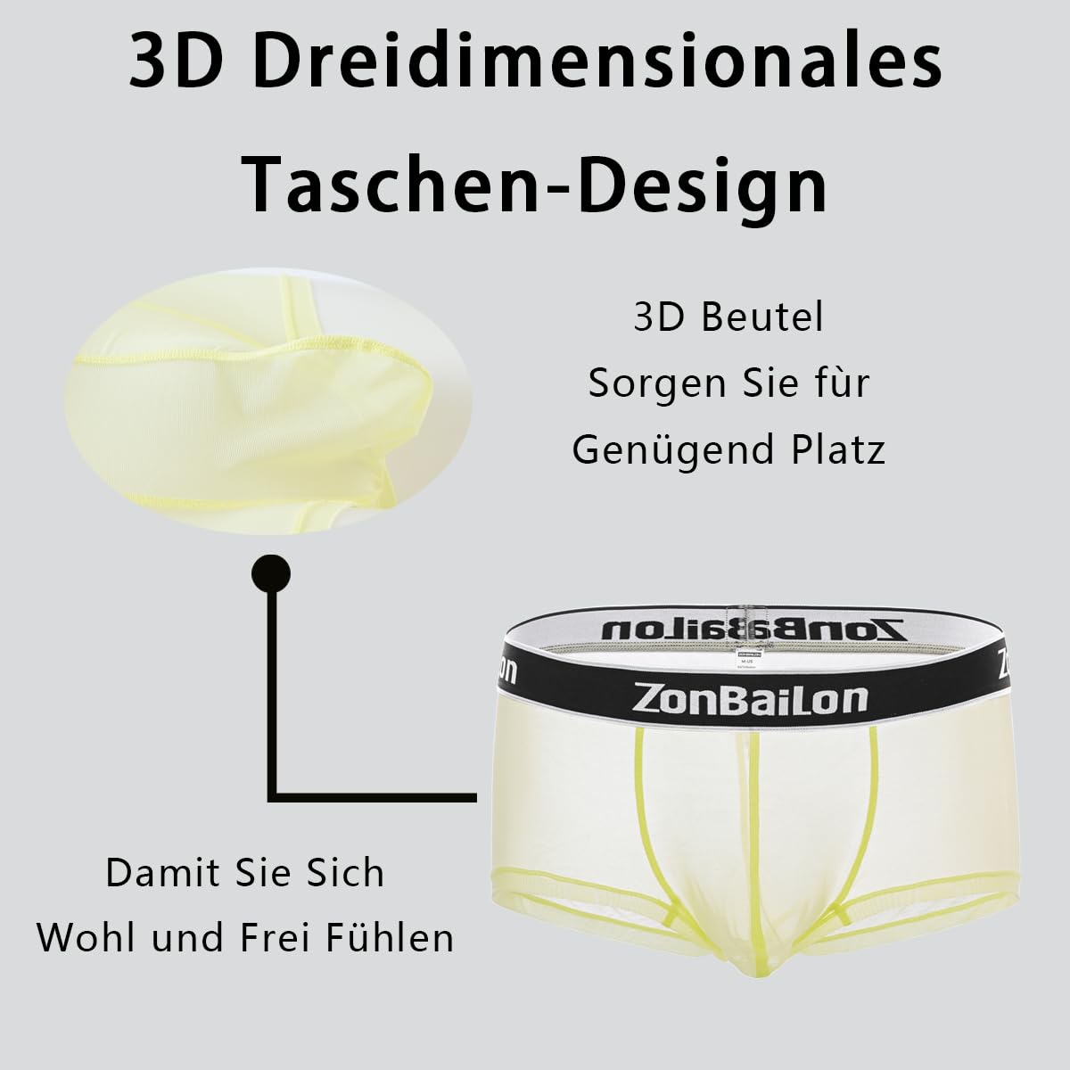 Durchsichtige Herren Unterwäsche Sexy Boxershorts für Männer Bequem mit Einem Großen Beutel