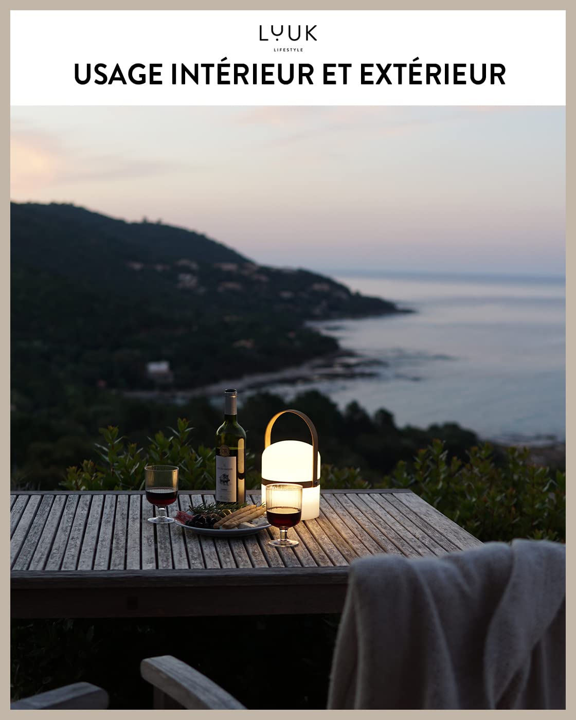 LUUK LIFESTYLE Lanterne LED scandinave avec poignée pour salon, salle à manger et cuisine, lanterne décorative portable avec lumière blanc chaud, en vert
