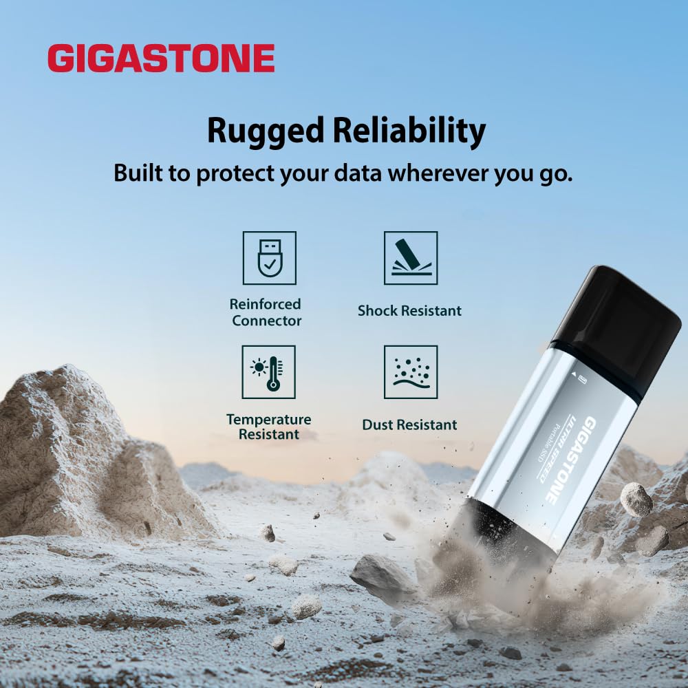 GIGASTONE Disco duro externo SSD 512 GB (2 unidades) USB A+C hasta 500 MB/s para PS5 iPhone16 4K 60 fps ProRes USB3.2 Gen2 - Disco duro portátil para MacBook iPad PlayStation Xbox Duo Go