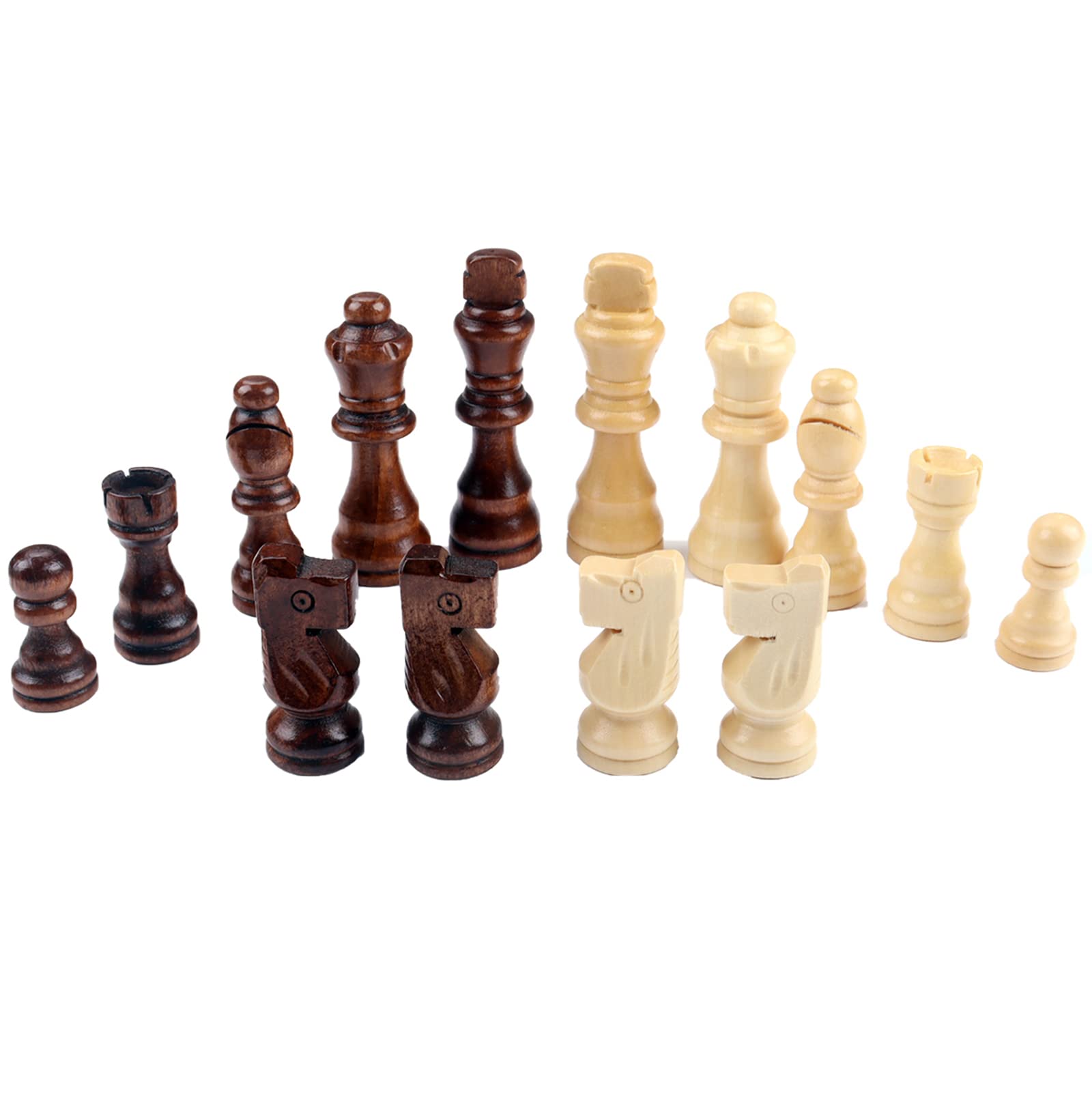 ziphia Wooden Chess Pieces Only, 32 Pieses Standard Tournamen Staunton Wood Chessmen - 3.05 Inch King / Storage Bag / Gift Package Replacement of Missing Piece