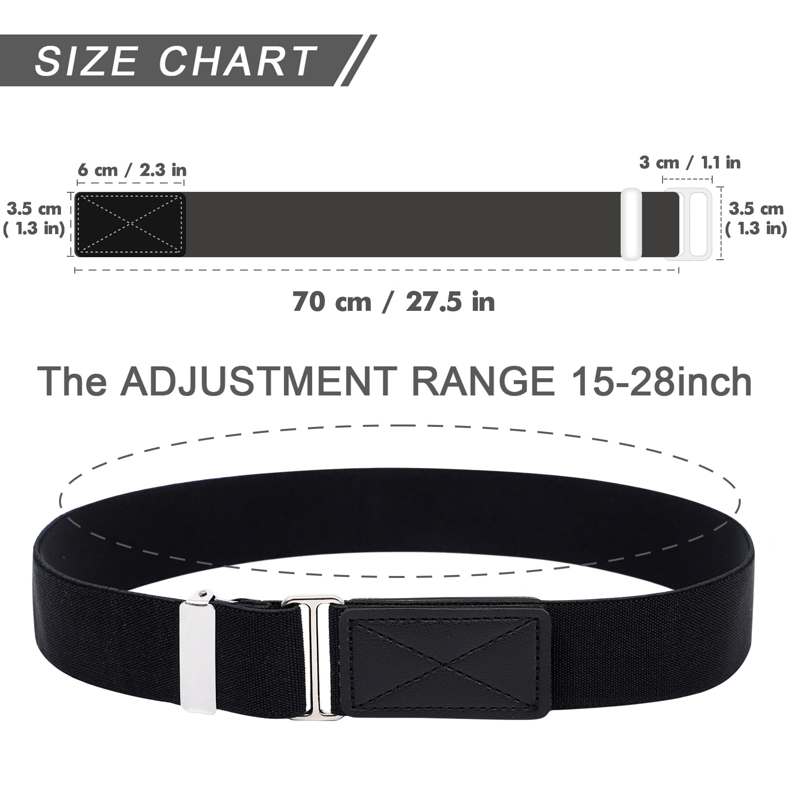 WELROG Kids Belts for Boys - Velcro Buckle Toddler Belt Elastic Adjustable Belt for Boys Girls(Balck)