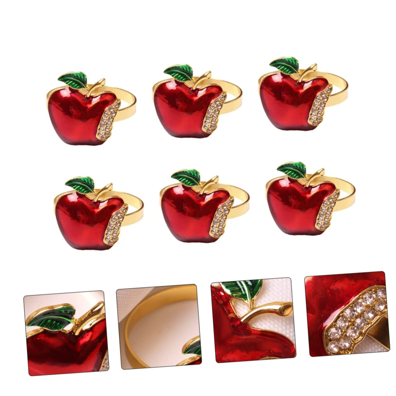 MAGICLULU 3 Ensembles Ronds De Serviette De Noël Panier Rond De Serviette De Fruits Support Doré Bonbons Dorés Ronds De Serviette De Table Pomme Pot Unique 6 pièces * 3