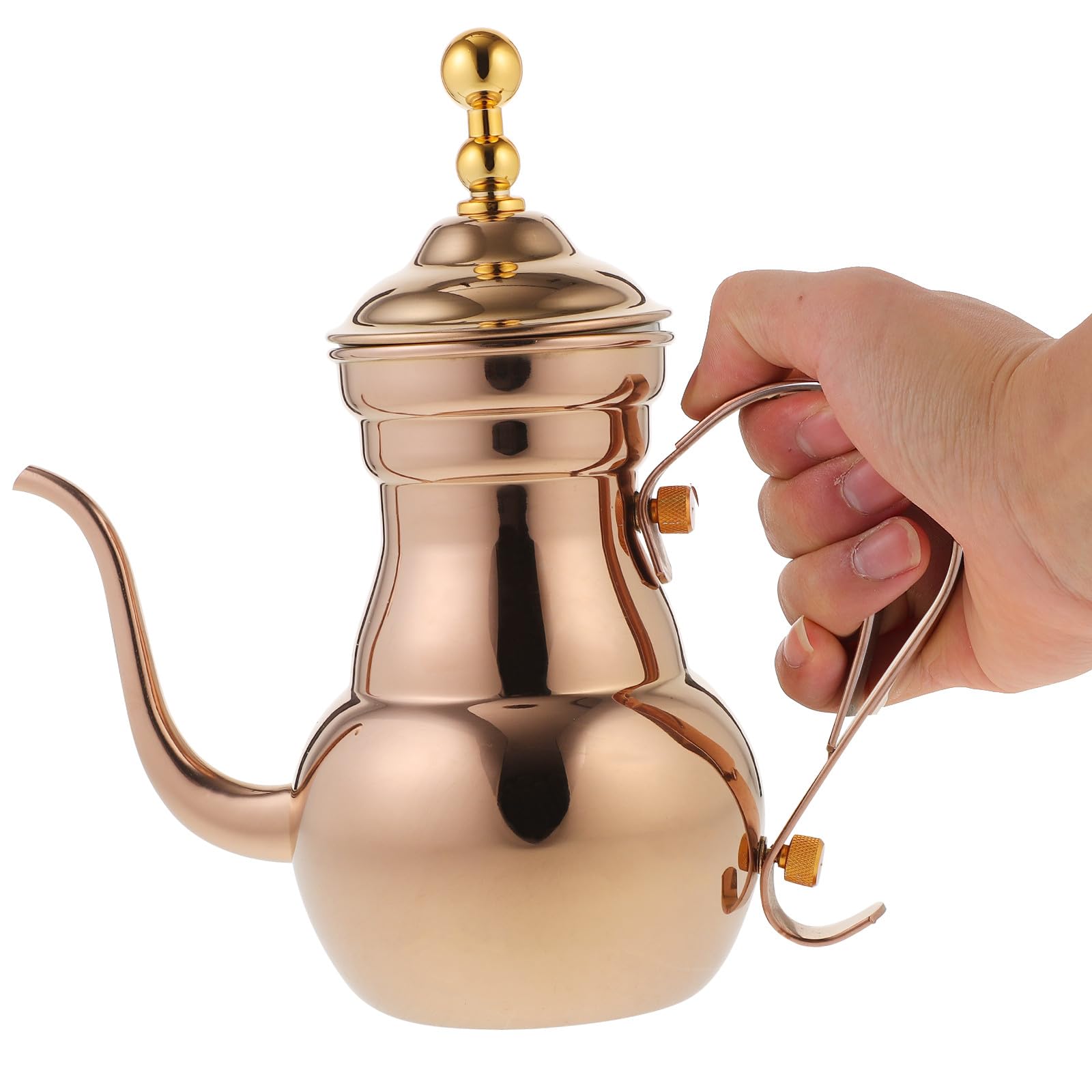 Tetera de Acero Inoxidable 0,7 L con Filtro y Mango Aislante Color Chocolate para Té y Café, Adecuado para Hogar, Oficina y Hostelería