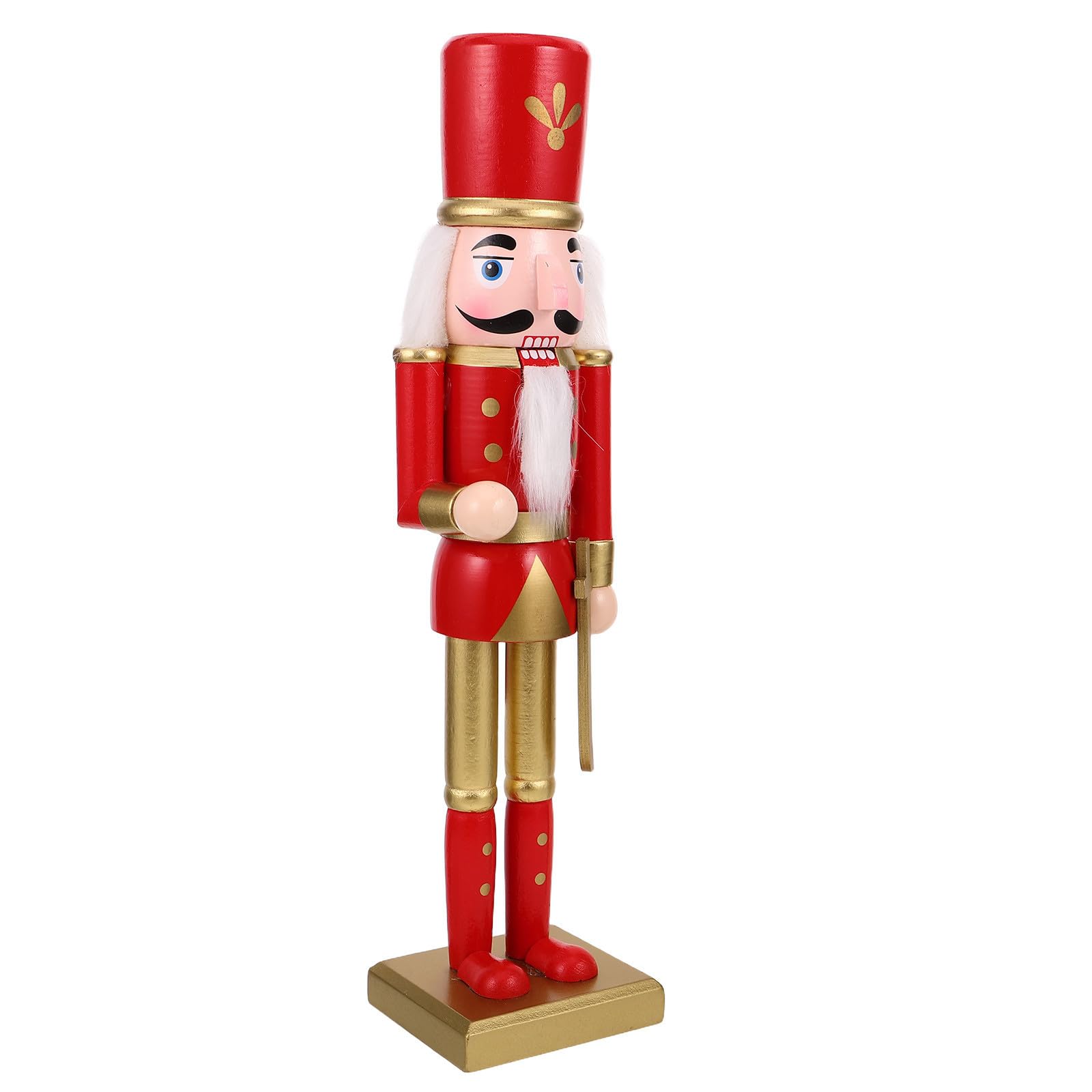 FRCOLOR 3 Pezzi Statuina Schiaccianoci Natalizia in Legno Rosso per
