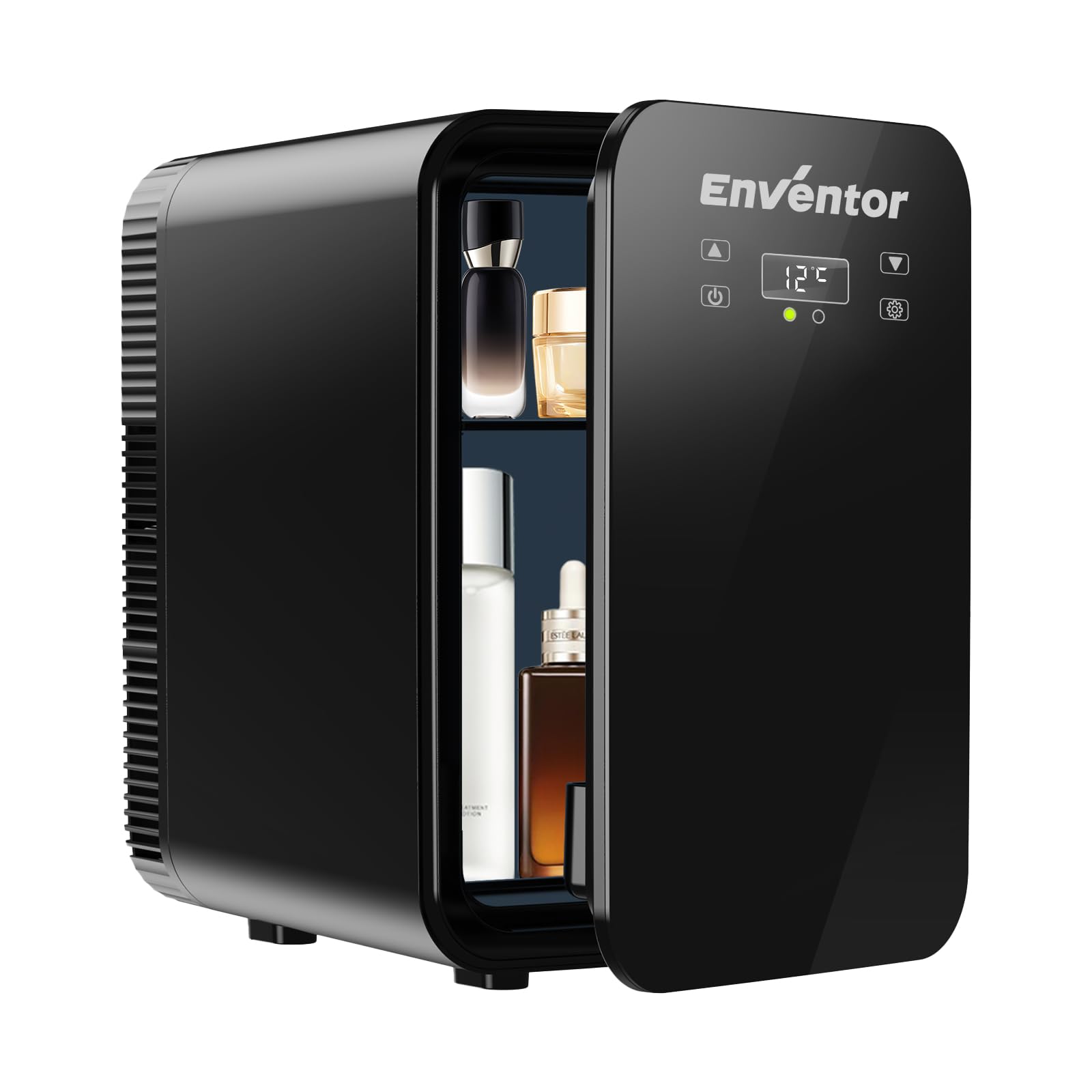 Enventor Frigorifero Piccolo 10L (Nero), Mini Frigo da camera con Raffreddamento e Riscaldamento, 12V/220V, Display LCD, Frigorifero Portatile per Auto, Cosmetici, Bevande, Frutta