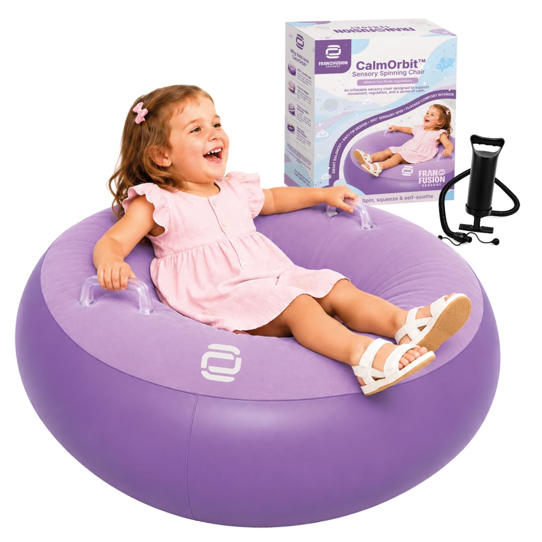 CalmOrbit Inflatable Sensory Spinning Chair for Kids, Sensory Toys for Kids with Autism &amp; ADHD, Giftable 360 Spin Rocking Chair, Kids Sensory Chair, Autism Sensory Products for body coordination
