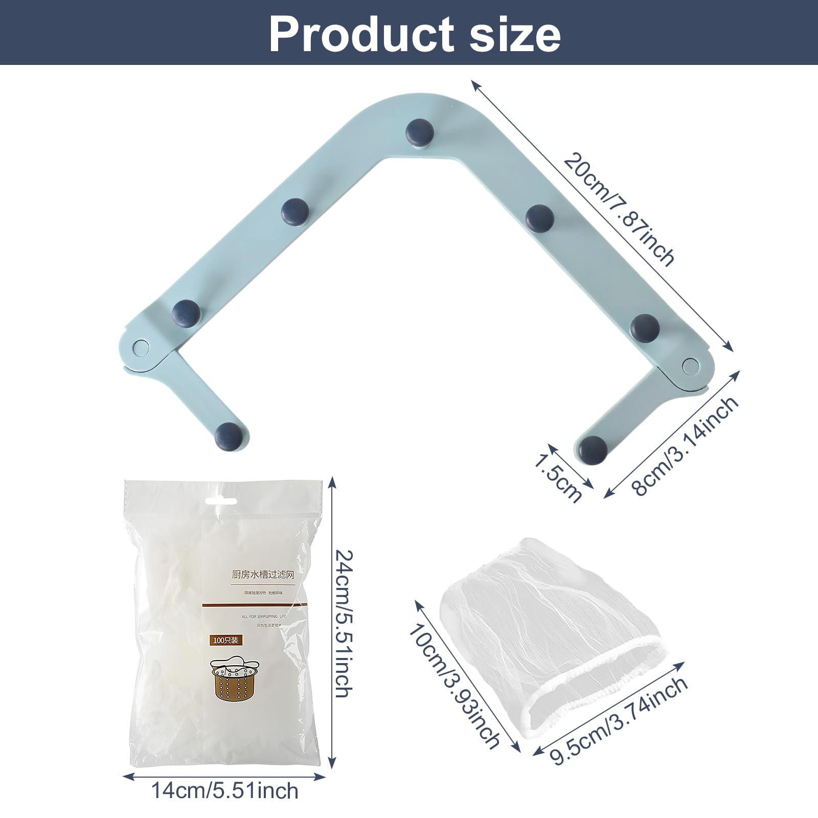 Triangolo Sink Strainer per la cucina Triangular Mesh Sink Strainer con 200 pezzi Sink Strainer Bag, angolo lavello immondizia rack di stoccaggio (1 supporto+200sacchetti)