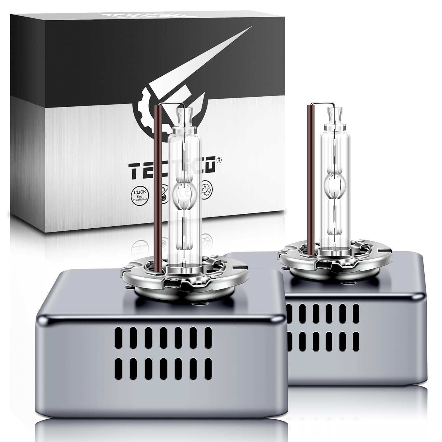 TECTICO D5S Xenón Bombilla 12V 25W HID Faro 4300K Blanca Cálida, Ultra Brillante, Luces Altas y Bajas, Reemplazo OEM Kit de Conversión (2 Unidades)