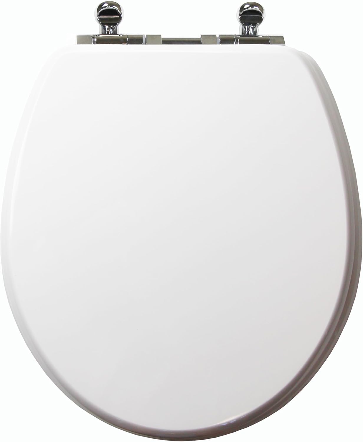 Round Wooden Toilet Seat with Built-in Potty Seat, White, Slow Close