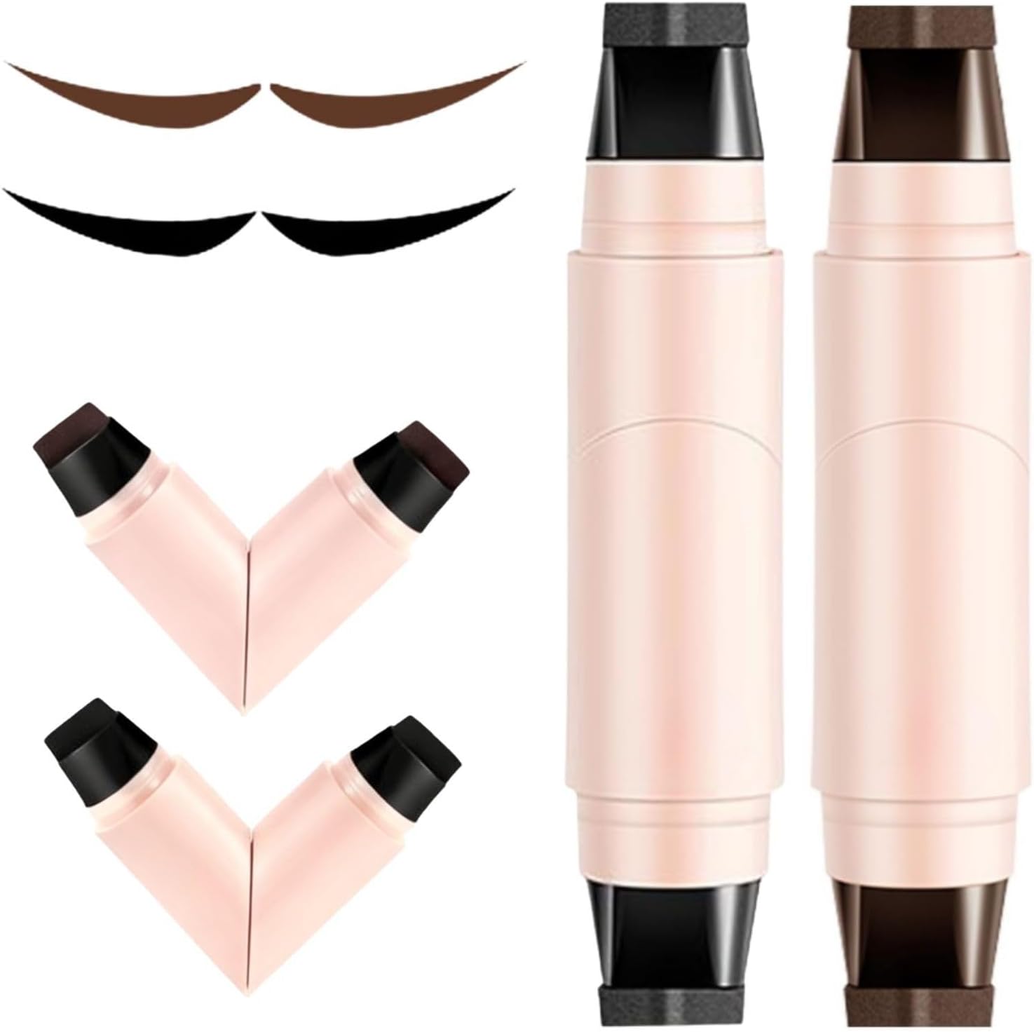 Eyeliner Stamp - 2Pcs Winged Eyeliner Stamp - Foldable Double-Ended Gel Eye Liner Pen - Black & Brown Liquid Eye Liner Pencil - Waterproof & Smudge Proof & Long Lasting & Quick Drying
