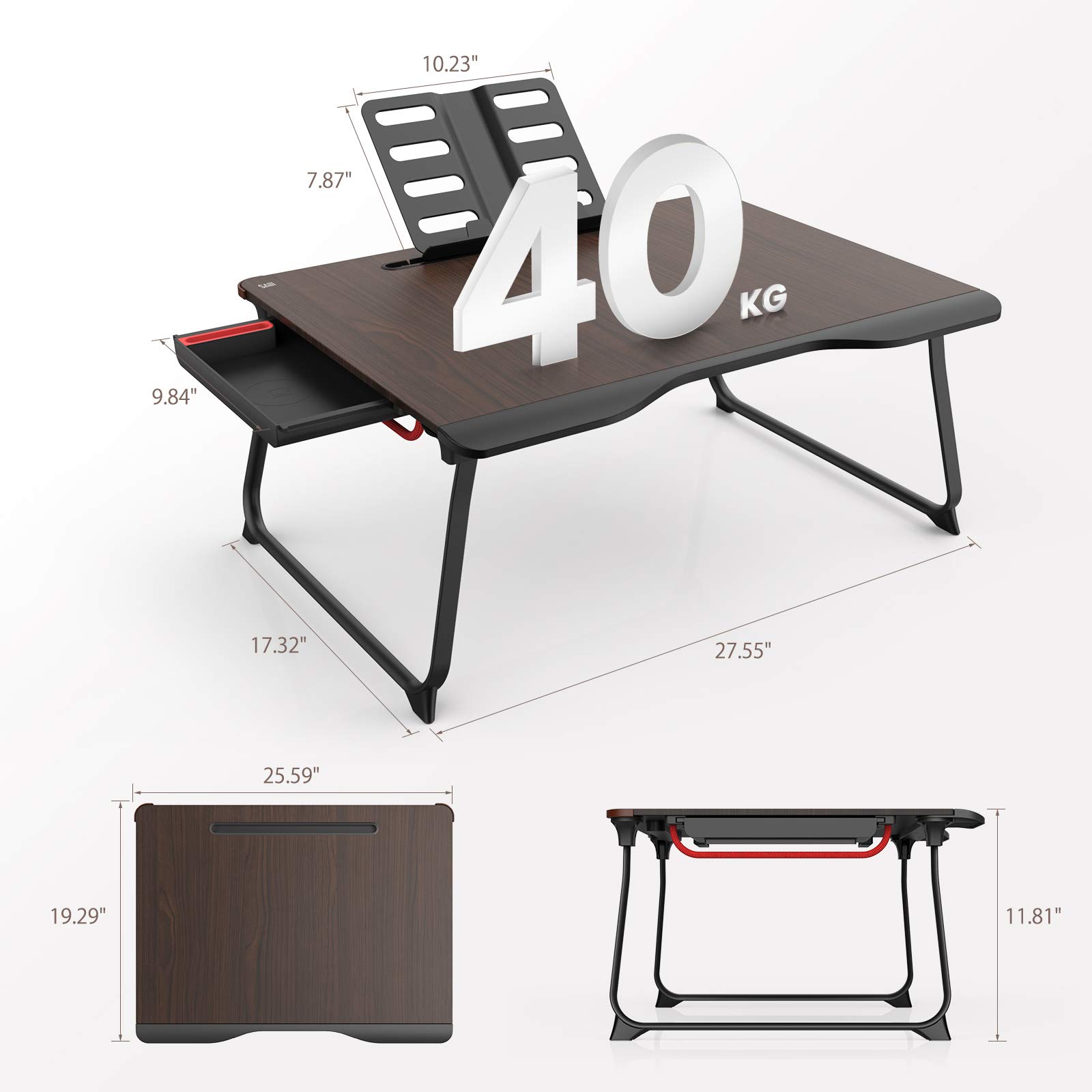Extra XXLarge Laptop Desk, SAIJI Folding Bed Tray Table for Writng