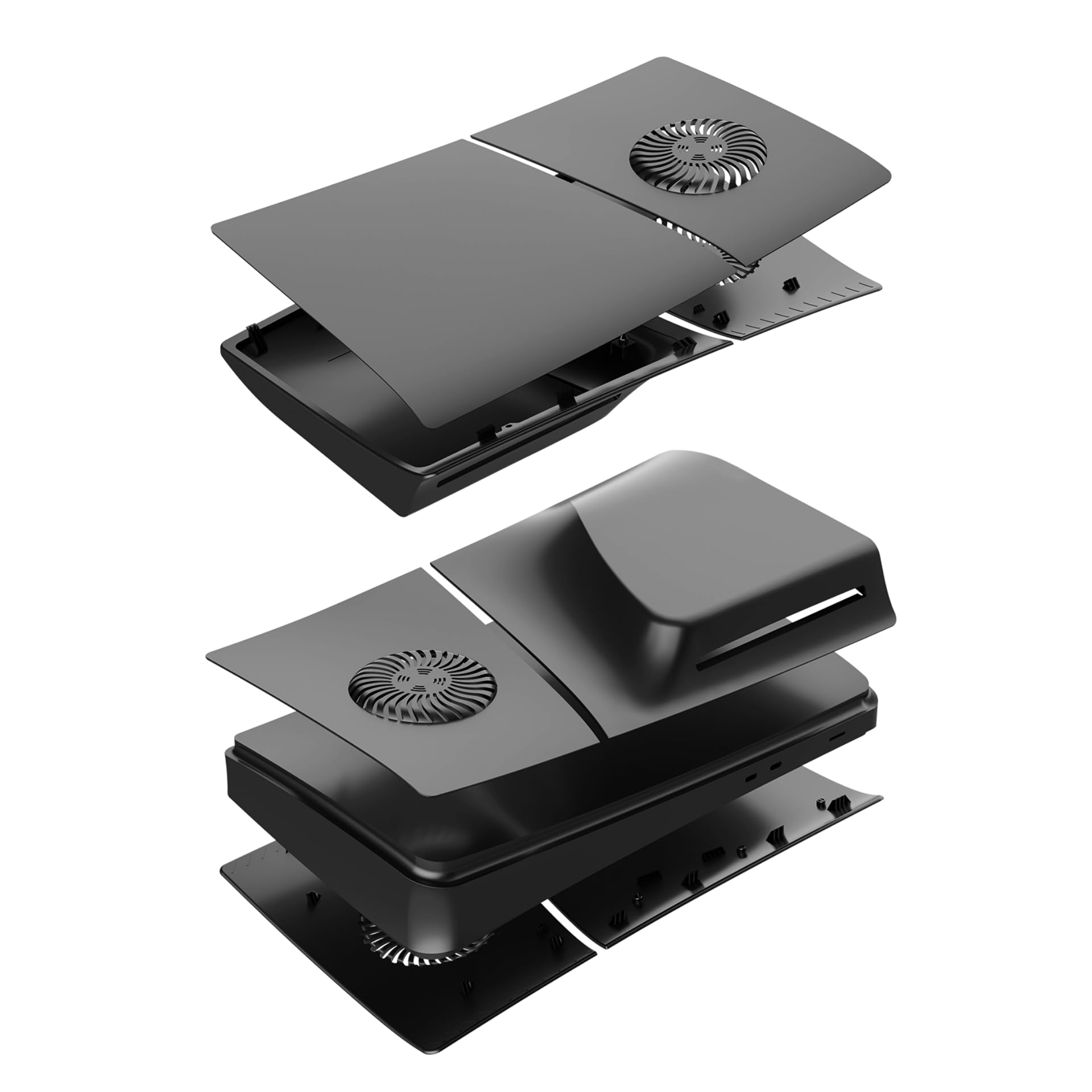 Slim Disc Edition Abdeckplatten Mit Kühlungsöffnungen für PS5 Konsole, Shell Panels für PlayStation 5 Zubehör, Schützende Ersatzblende (Schwarz)