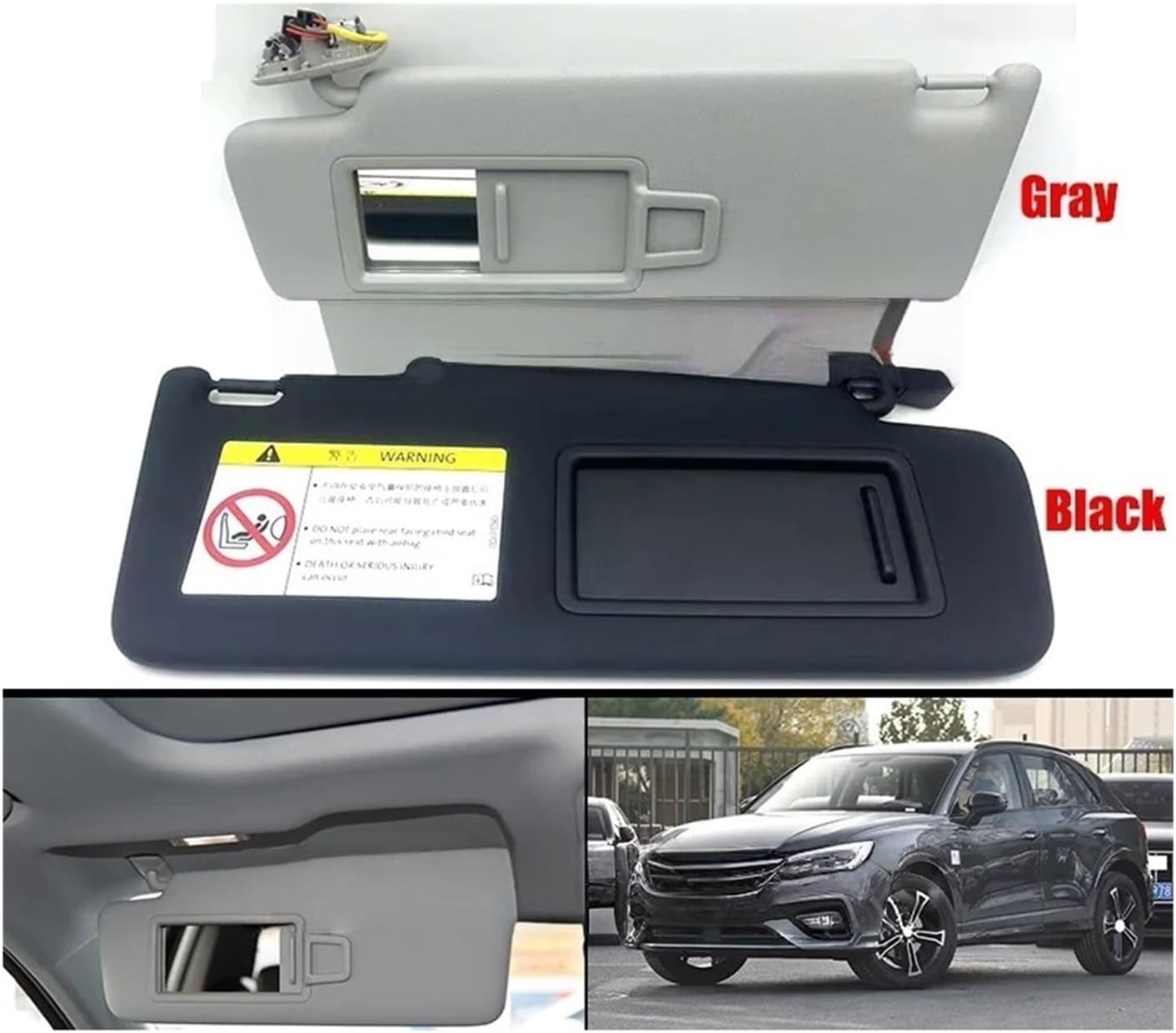 Sun Visor Compatible for Audi Q3 2020 2021 2022 2023 Side Shade Sunvisor with Mirror Sunshade Cover Shade Sun Visor(Black Left Side)