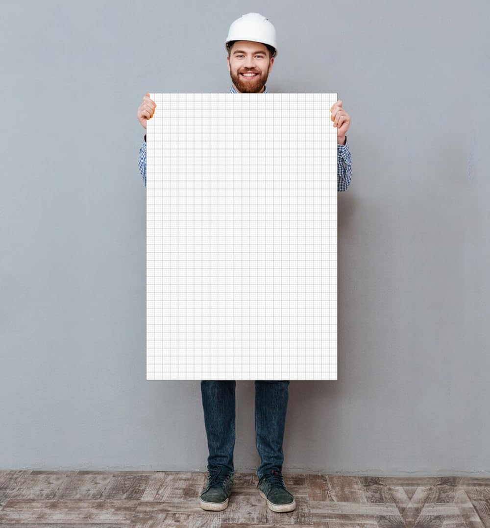 Graph Paper Pad – 61 x 91,4 cm großes Grafikpapier, 25 Blatt/50 Seiten, 10,2 x 10,2 cm, liniertes Rasterpapier für Ingenieure, Architekten, Designer, Mathematiker, Zeichner, Skizzen, Haus,
