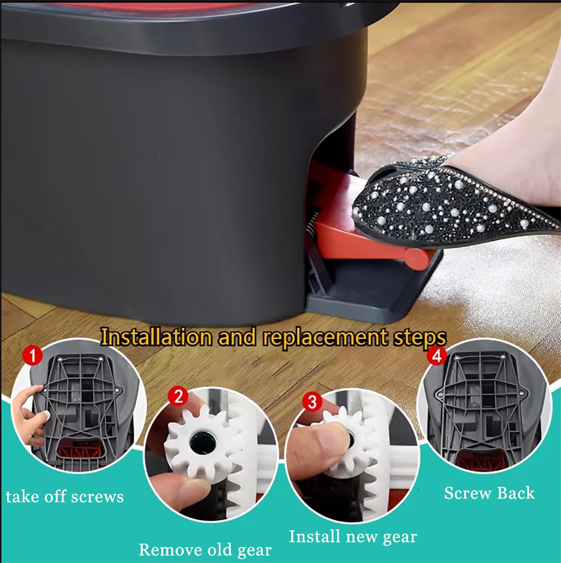 Snapklik Spin Mop Bucket Gear Easy Mop Pedal Broom Bearing Gears
