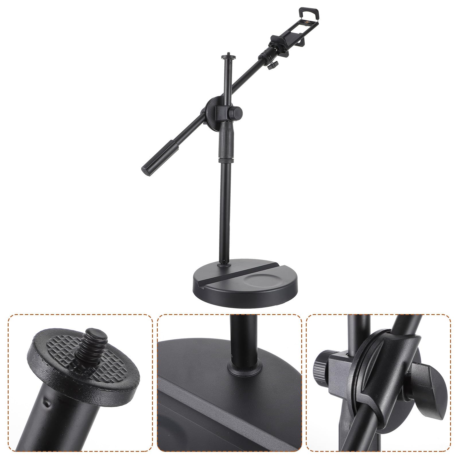 ibasenice Soporte para Teléfono Móvil Ajustable 360° con Base Pesada Negra