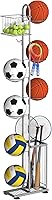 KANEODOT 7-Tier Freestanding Basketball Rack with Baskets & Hooks - Garage Organizer for Football, Volleyball, Golf Balls