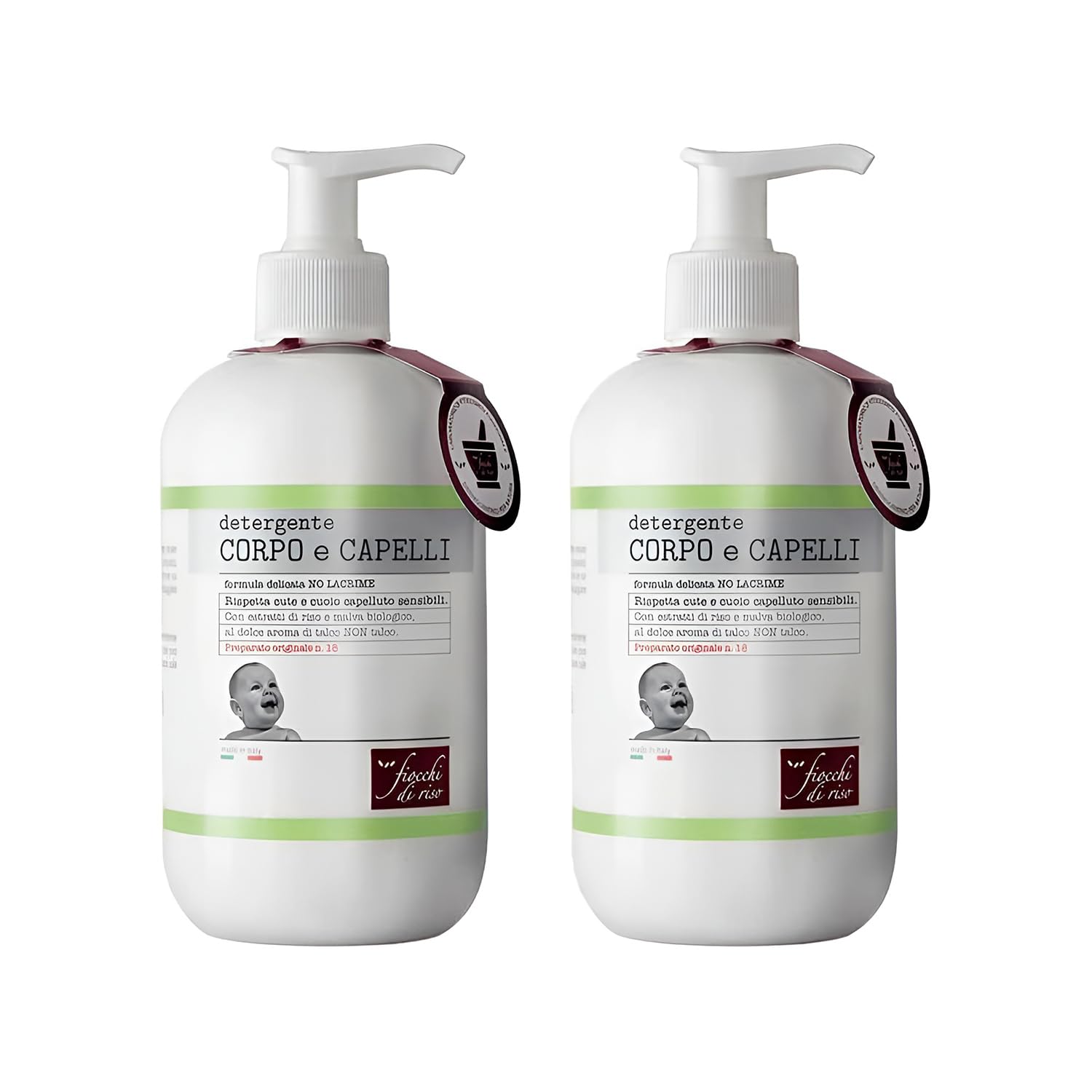 Fiocchi di Riso Bipacco Detergente Corpo e Capelli Talco Delicato Bimbi, 2x400ml