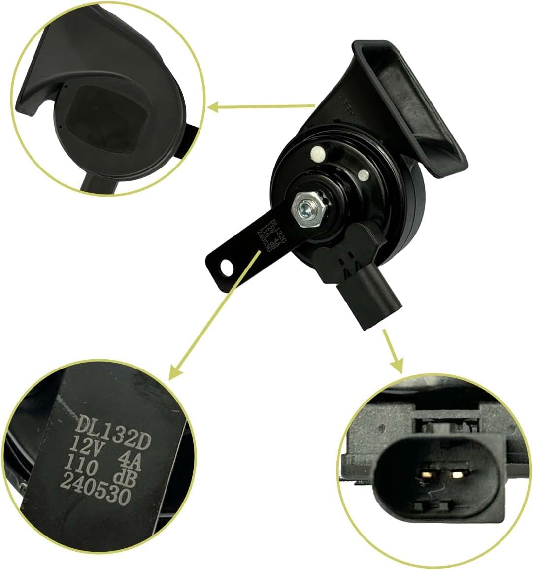 12V Waterproof Horn 110-125db High/Low Tone for A1 A3 Polo Golf Vehicles (1 high and 1 low tone car horns)