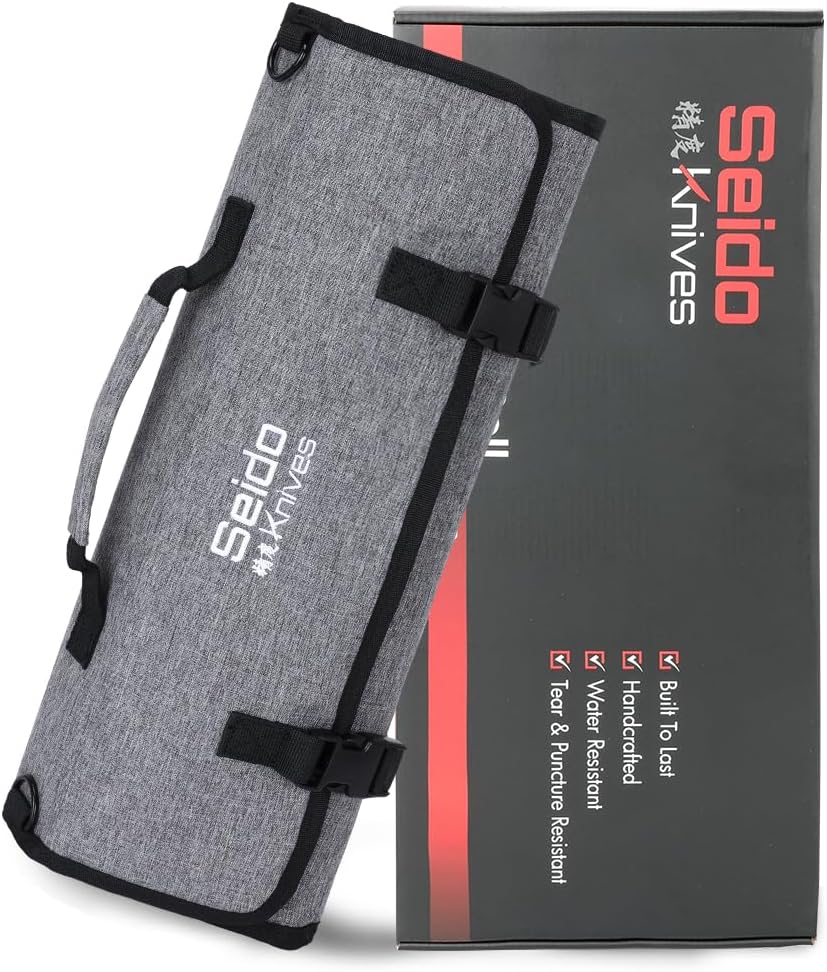 Seido Knives Chef's Knife Roll Bag (16 Slots), Waterproof Knife Storage Bag, Roll-up Knife Bag, Portable Knife Carrier, Travel Knife Bag | Culinary Knife Case for Chefs & Students