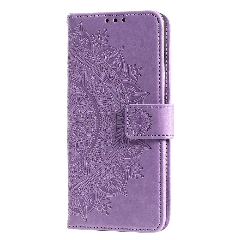 CoverKingz Fundas con Tapa para móvil Huawei P40 Lite E - Fundas Tipo Libro con Ranura para Tarjetas, para P40 Lite E Cover – Funda Protectora - Motivo de Mandala Oro Rosa