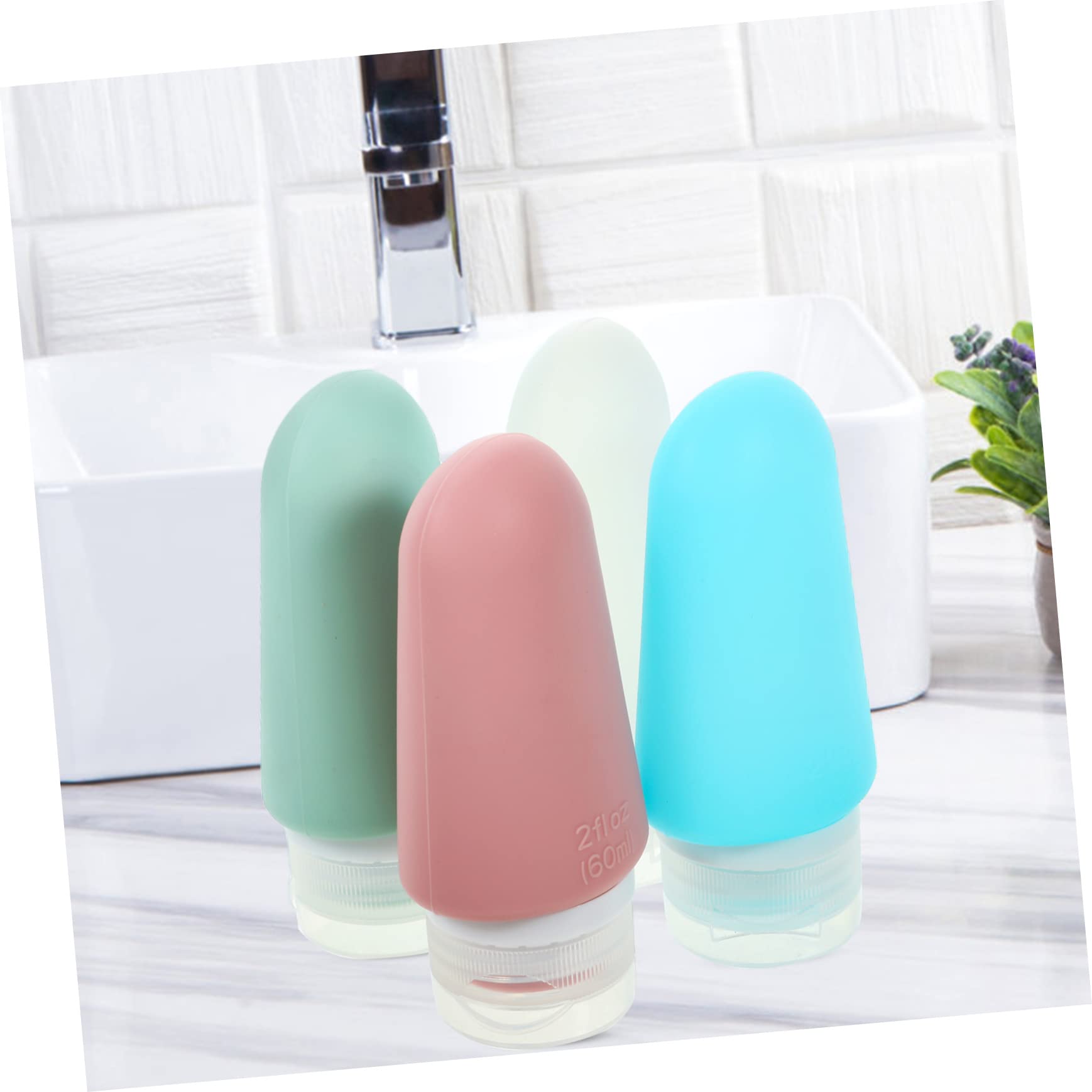 4 Bouteilles Voyage Moussantes Avec Brosse - Pour Gel Lavant Visage Ou Corps - 60/100 Ml - Étui étanche - 10