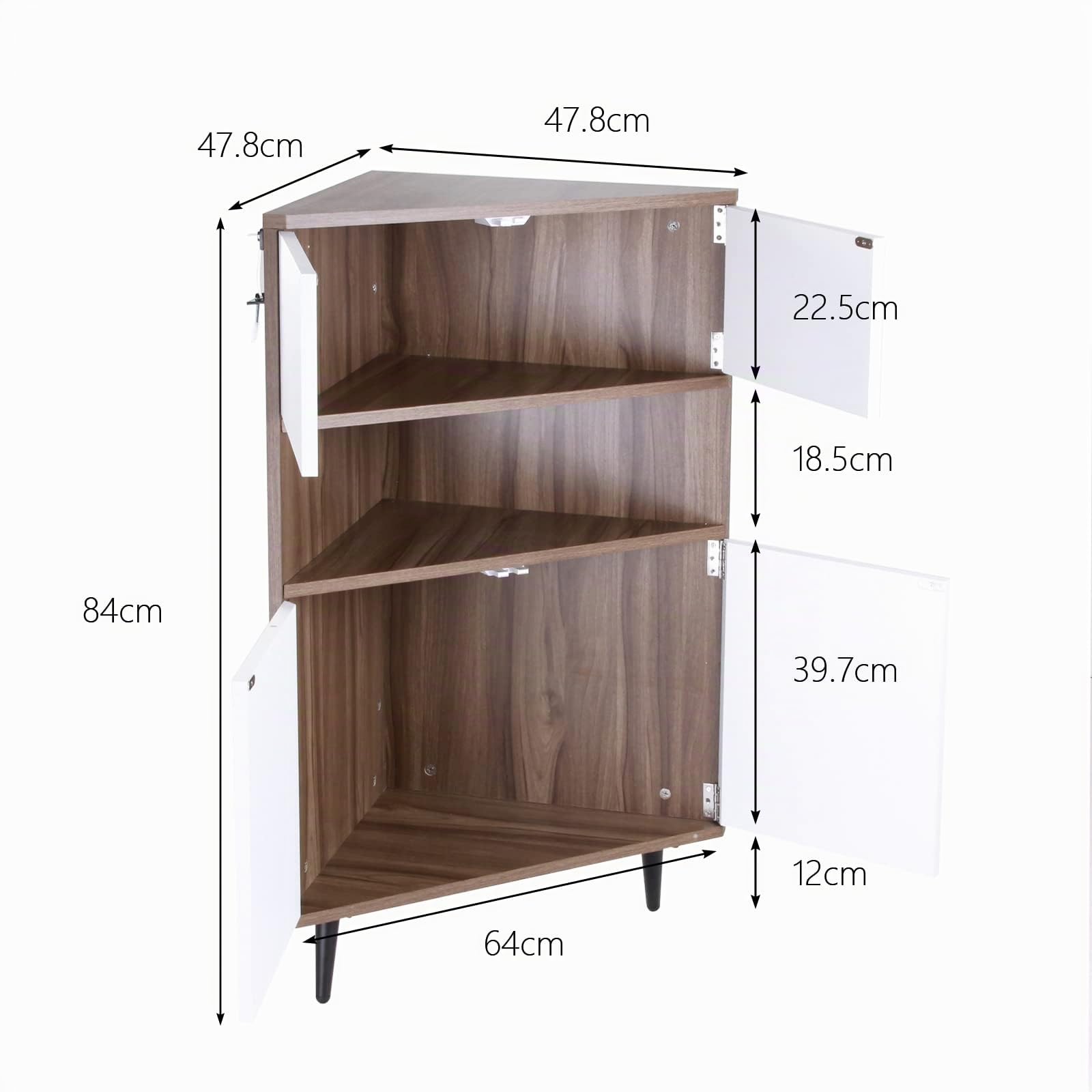 sogesfurniture Scaffale angolare con ripiano aperto e 2 porte, scaffale in legno per libri, armadio indipendente per ufficio a casa