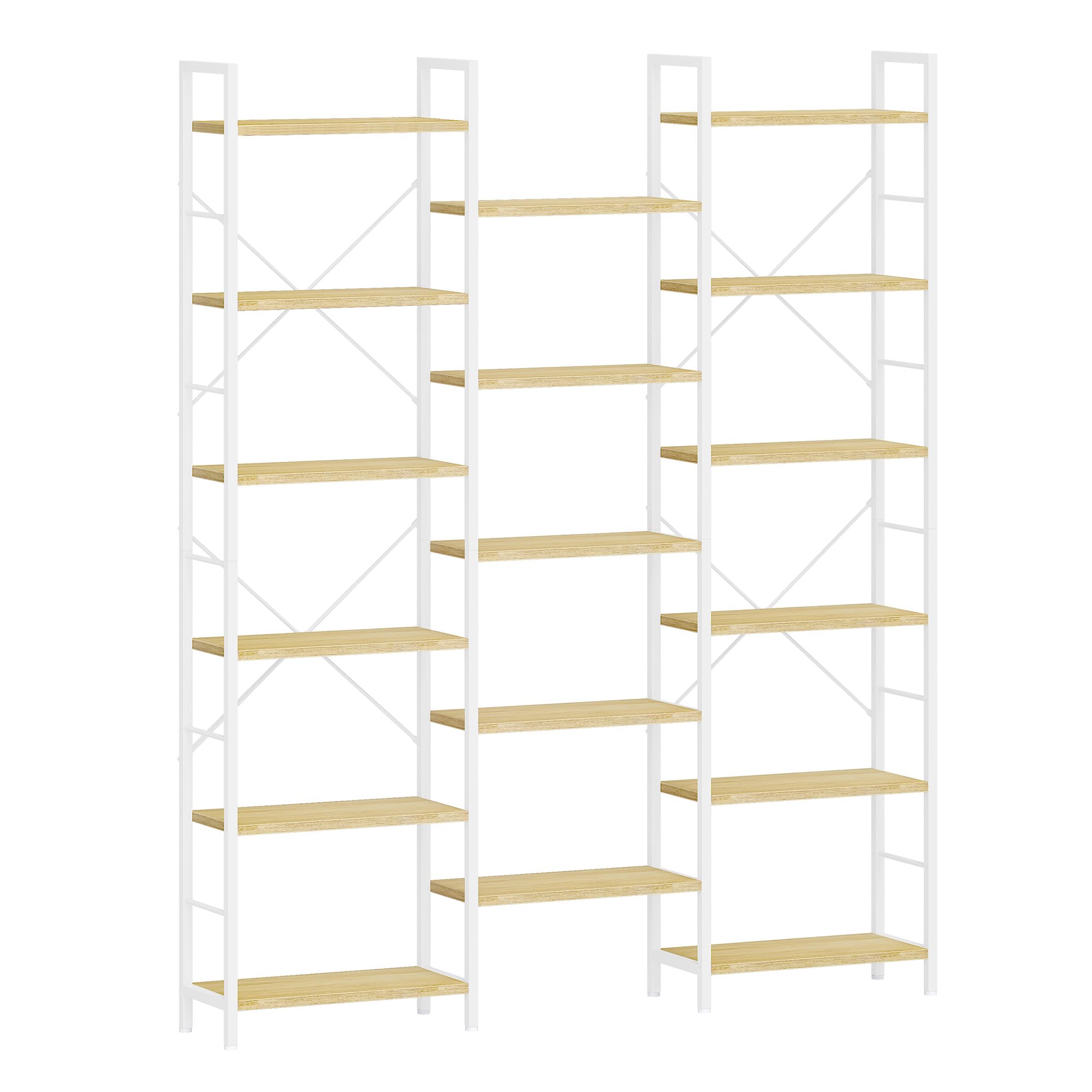 Hzuaneri Librería, Estanteria Libros con 17 Estantes, Espacio Ajustable, 24 × 152 × 186 cm, para Salón, Oficina, Roble Blanco y Blanco BC10116W