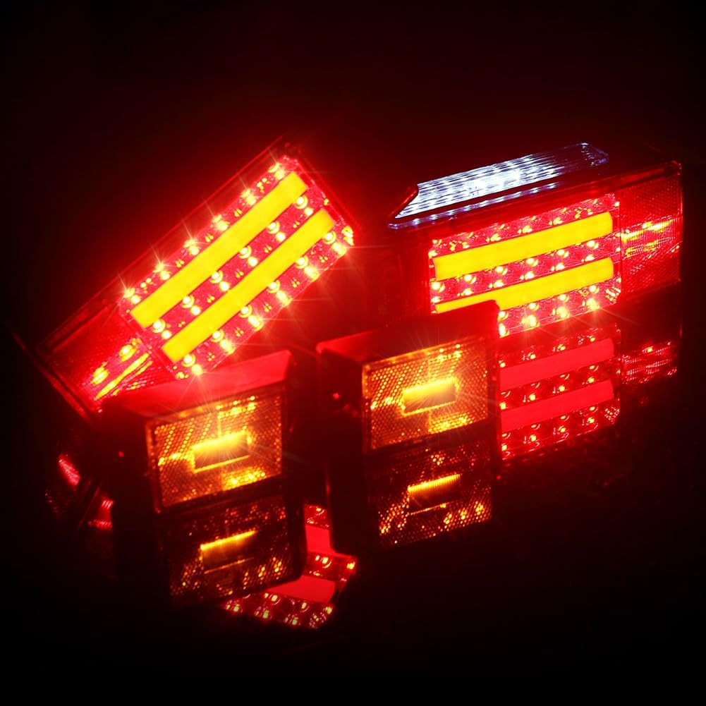 Submersible Boat Trailer Light Kit with Halo Light Strip - Super Bright 12V LED Utility Brake Turn Tail Lights for RV, Truck, Marine, Snowmobile Under 80" - IP68 Waterproof