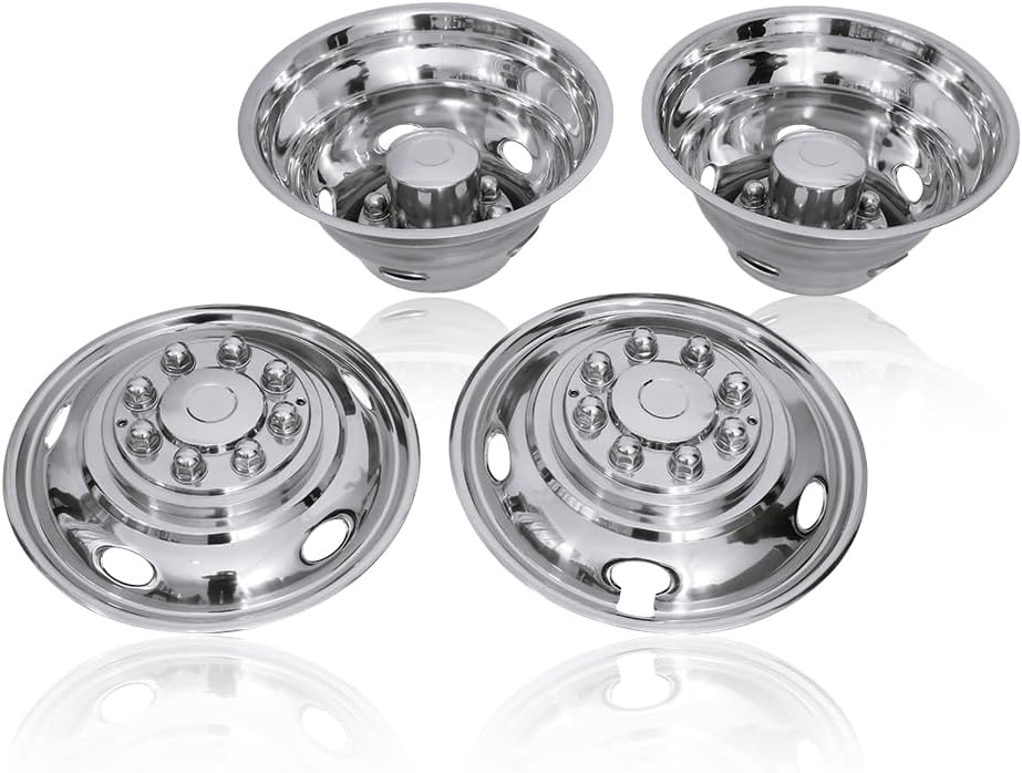 JESONN 17 Inch Full Set 5 Hand Holes Stainless Steel Wheel Simulator for 2003-2025 Dodge 3500 Wheel Truck (8 Lugs)