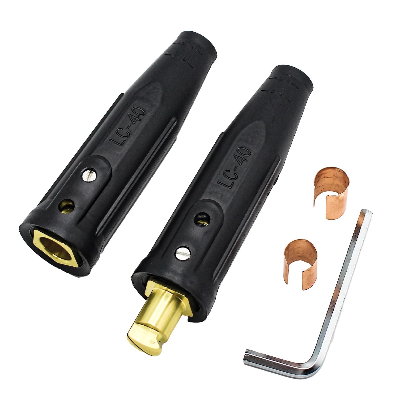 LC40 Welding Cable Connector Set, Connectors for Welding Machine Leads, 1/0 and 2/0 Cable Size Capacity, 350 Amp Max Rating(1 Male / 1 Female)