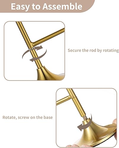 Miniatura 4 de NUPTIO Candelabros para velas cónicas Candelabro dorado para palitos de vela - Candelabros largos de latón para Navidad, fiesta de cumpleaños,