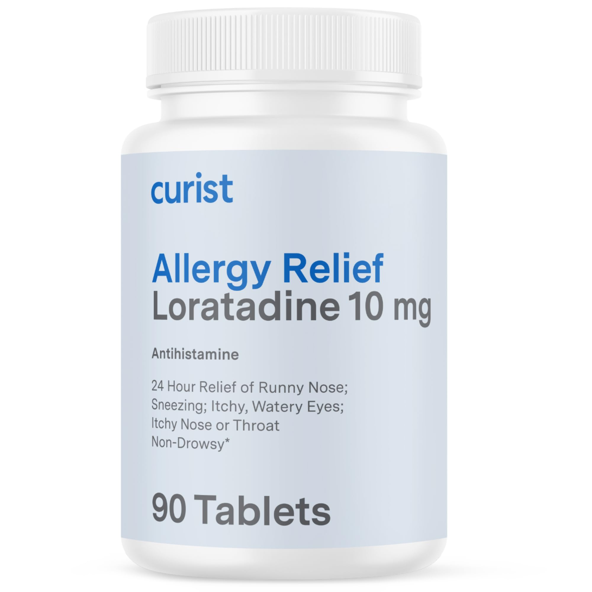 Curist Loratadine 10mg - 90 Count - All Day Non Drowsy Allergy Medicine - 24 Hour Antihistamine Tablets for Runny Nose, Itchy Eyes, & Sneezing - Indoor & Outdoor Allergy Medicine for Adults