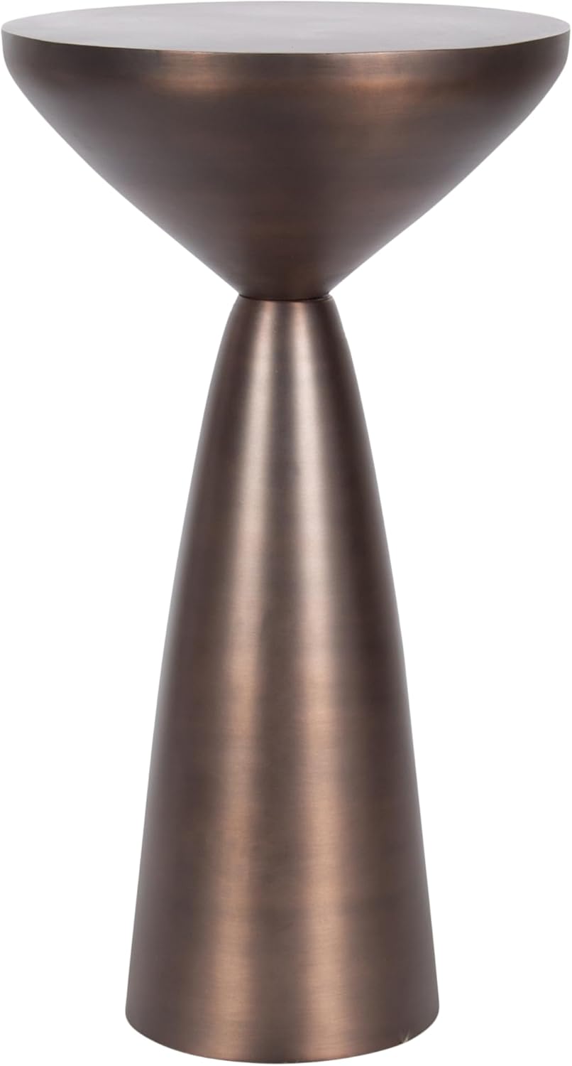Kate and Laurel Steeves Modern Sophisticated Metal Side Table, 13 x 13 x 23, Bronze, Contemporary Pedestal End Table with Unique Sculptural Design for Use as Bedroom Nightstand