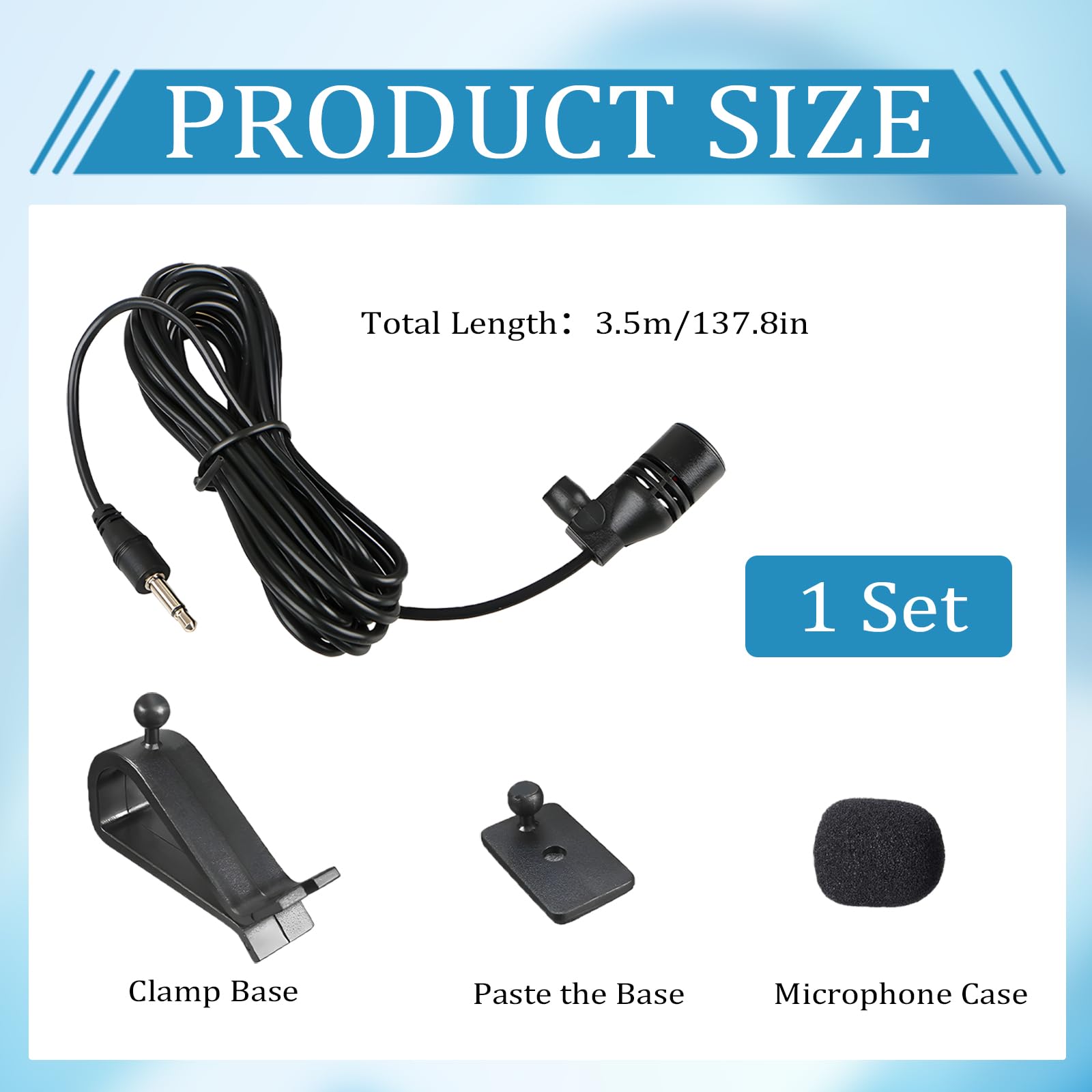 Micrófono Externo de 3,5 mm Compatible con Sony Boss JVC Kenwood Jensen Alpine Mic Micrófono Estéreo De Coche para Bluetooth de Coche Estéreo Video Conferencia Podcast Cable de 3,0 m Plug and Play